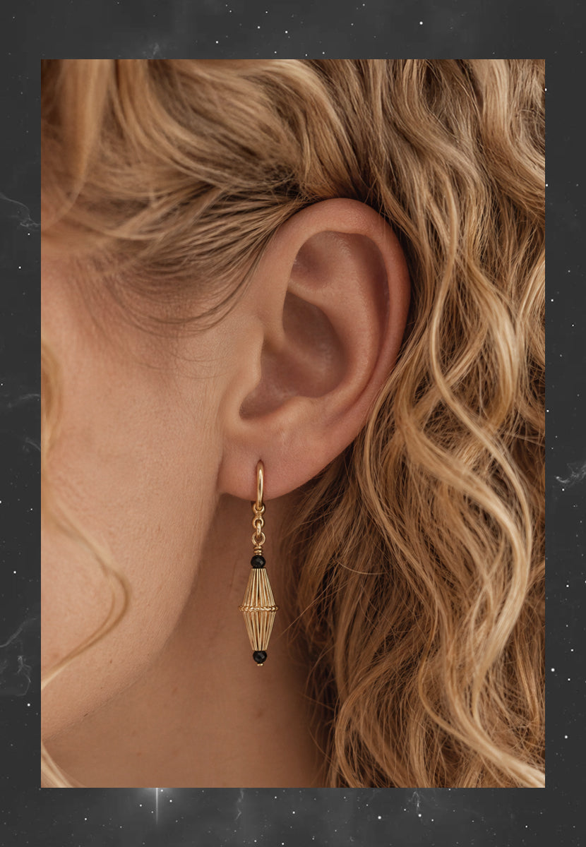 Nightsky Cylinder Earrings - 14kt GoldFill/Spinel Gemstones