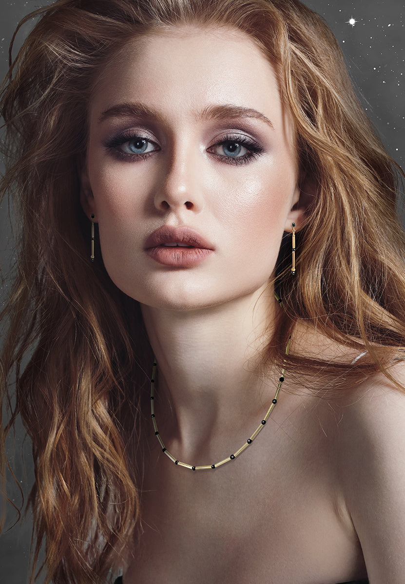 Nightsky Linear Necklace - 14kt GoldFill/Spinel Gemstones