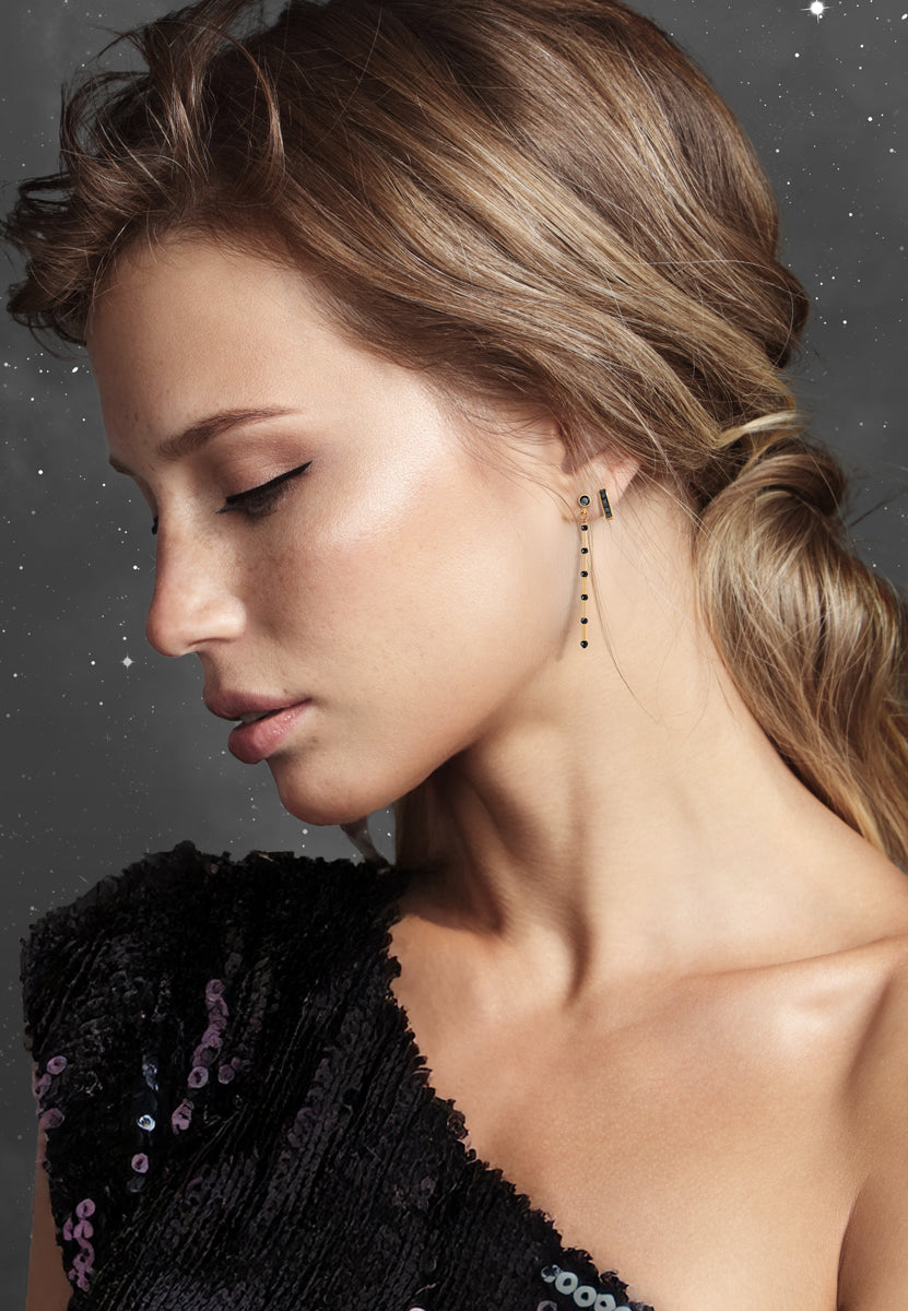 Nightsky Linear Earrings - 14kt GoldFill/Spinel Gemstones