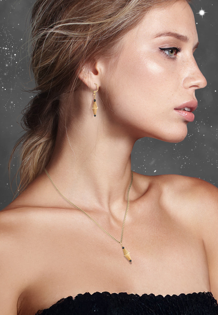 Nightsky Cylinder Pendant - 14kt GoldFill/Spinel