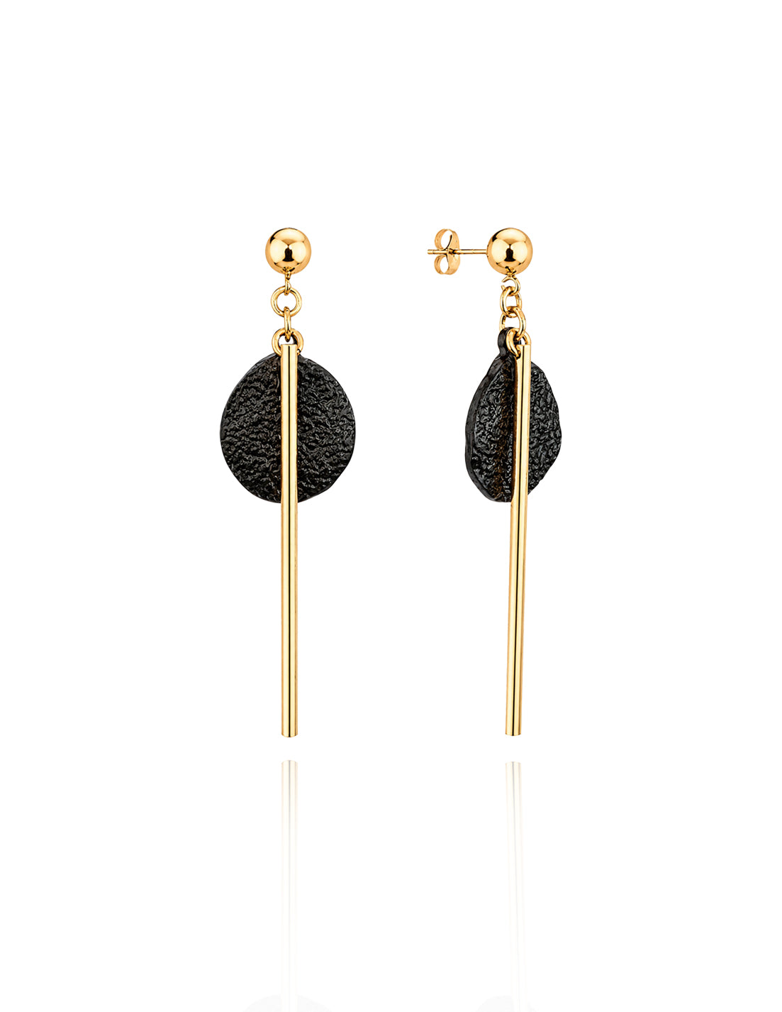 Stem Disc Drop Earrings