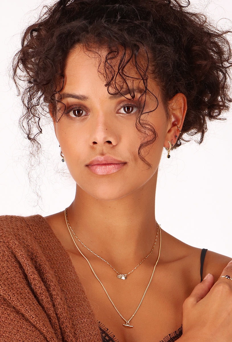 14kt GoldFill Black Stone Huggies