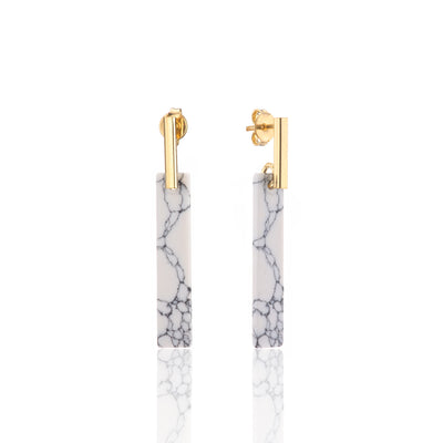 14kt Goldfill Marble Bar Drops - White