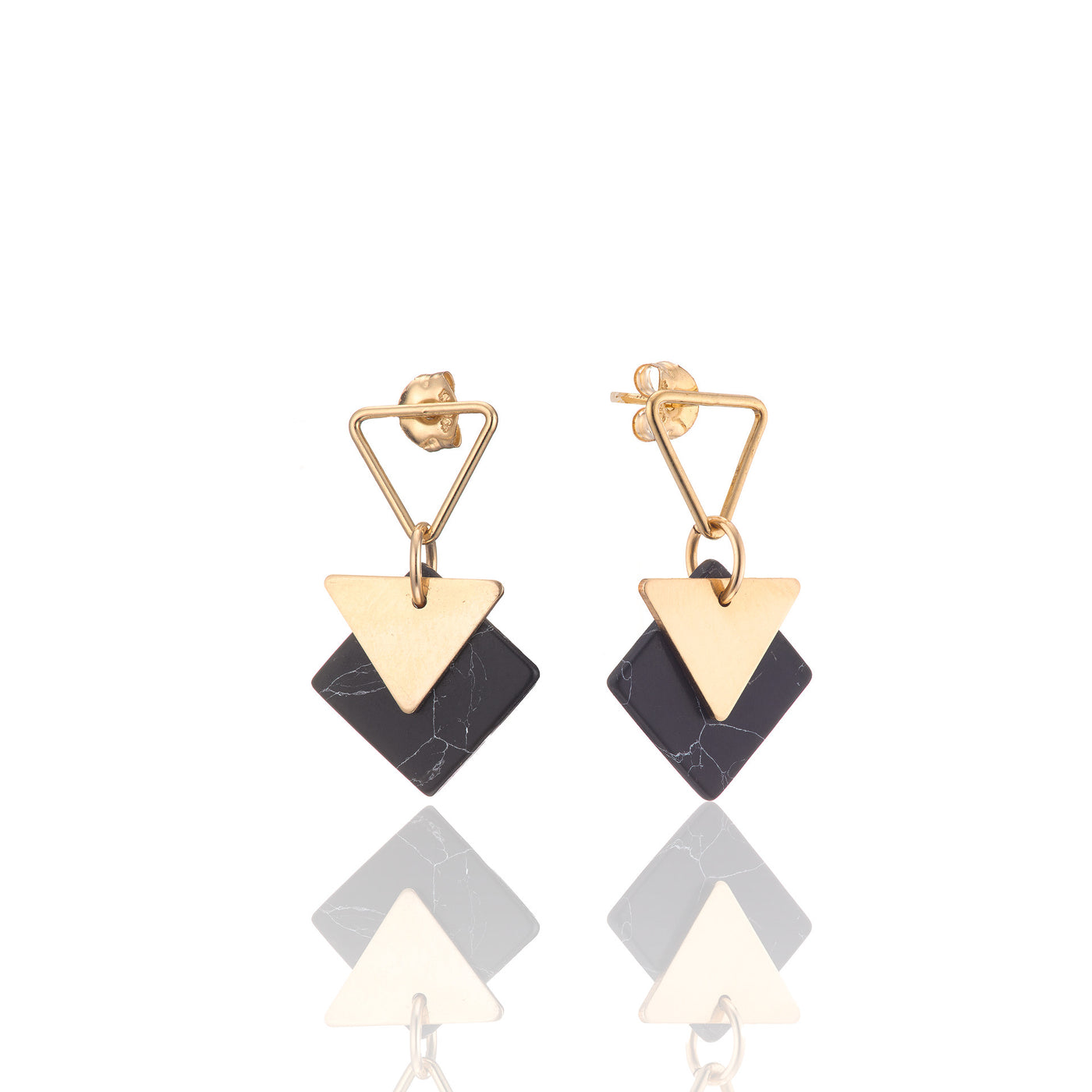 14kt Goldfill Marble Triangle Studs