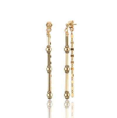 14kt GoldFill Gemstone Linear Long Earrings