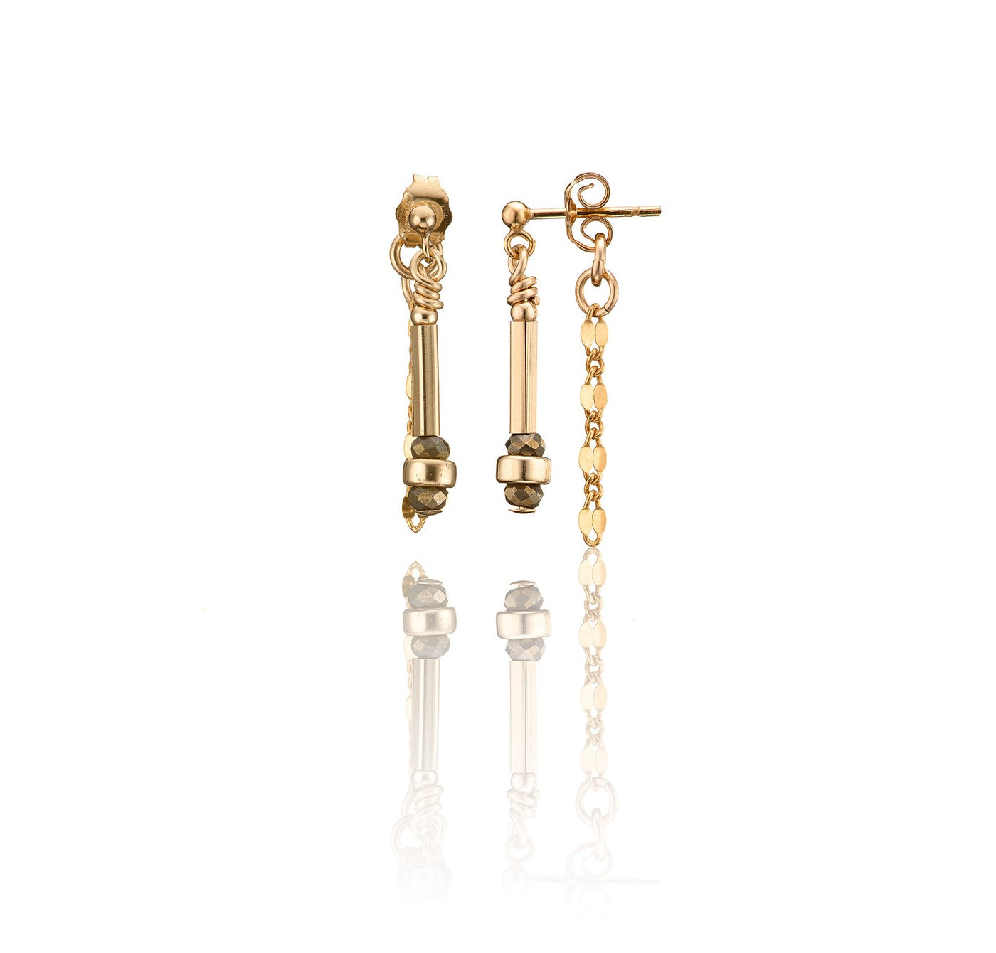 14kt Goldfill Gemstone Linear Short Earrings