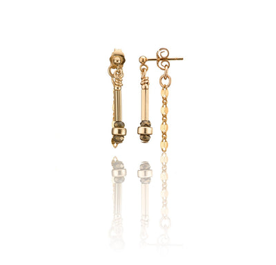 14kt Goldfill Gemstone Linear Short Earrings