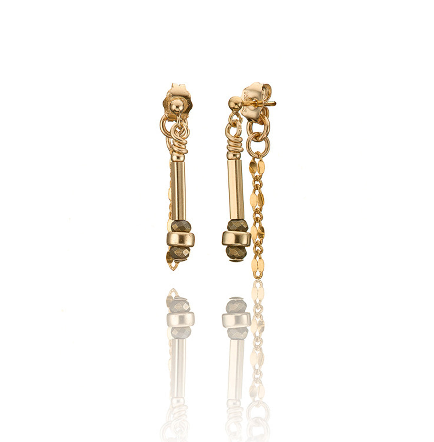 14kt Goldfill Gemstone Linear Short Earrings