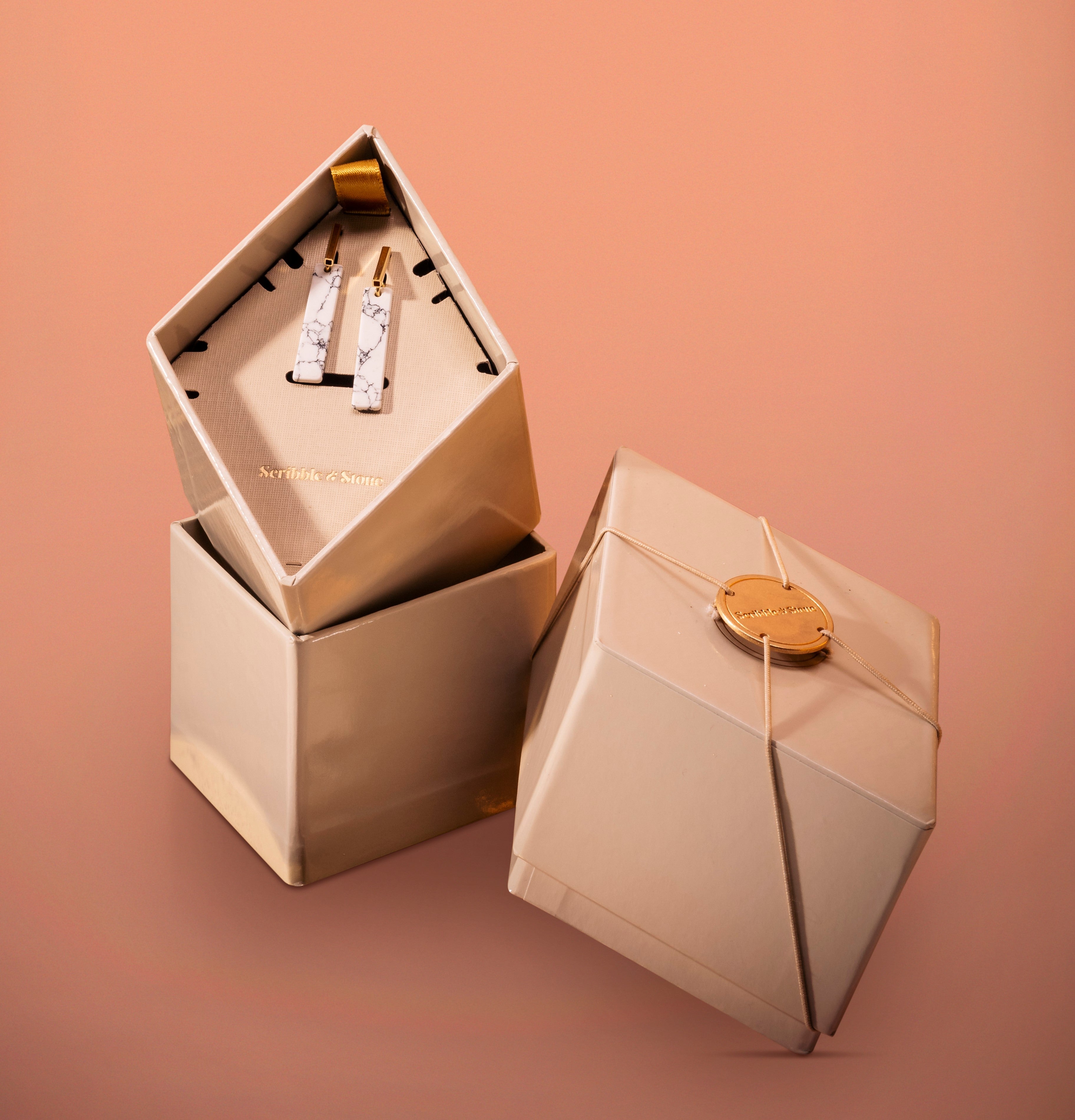 14kt Goldfill Marble Bar Drops - White