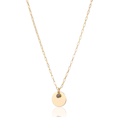 14kt GoldFill Tiny stone disc pendant