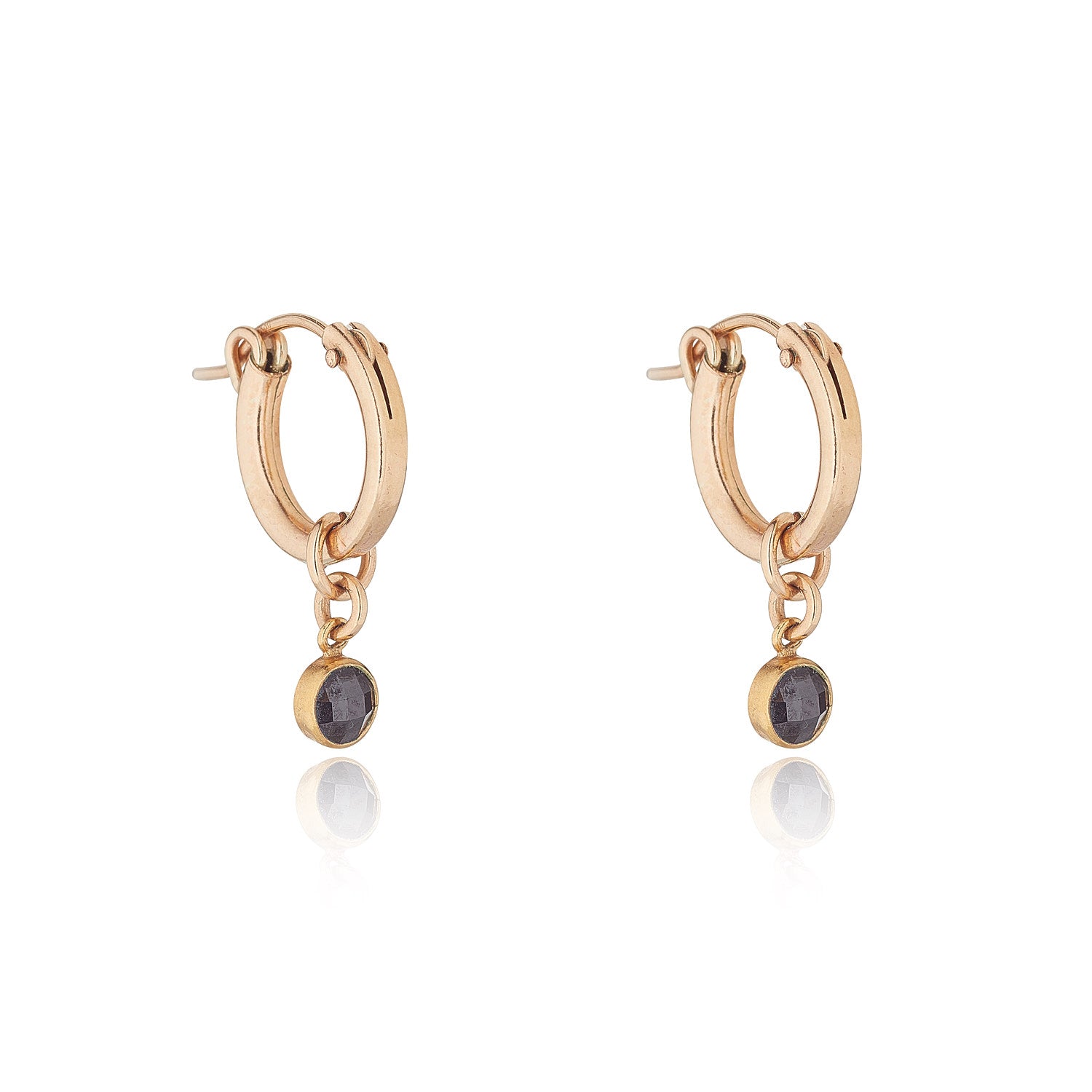 14kt GoldFill Black Stone Huggie Hoops