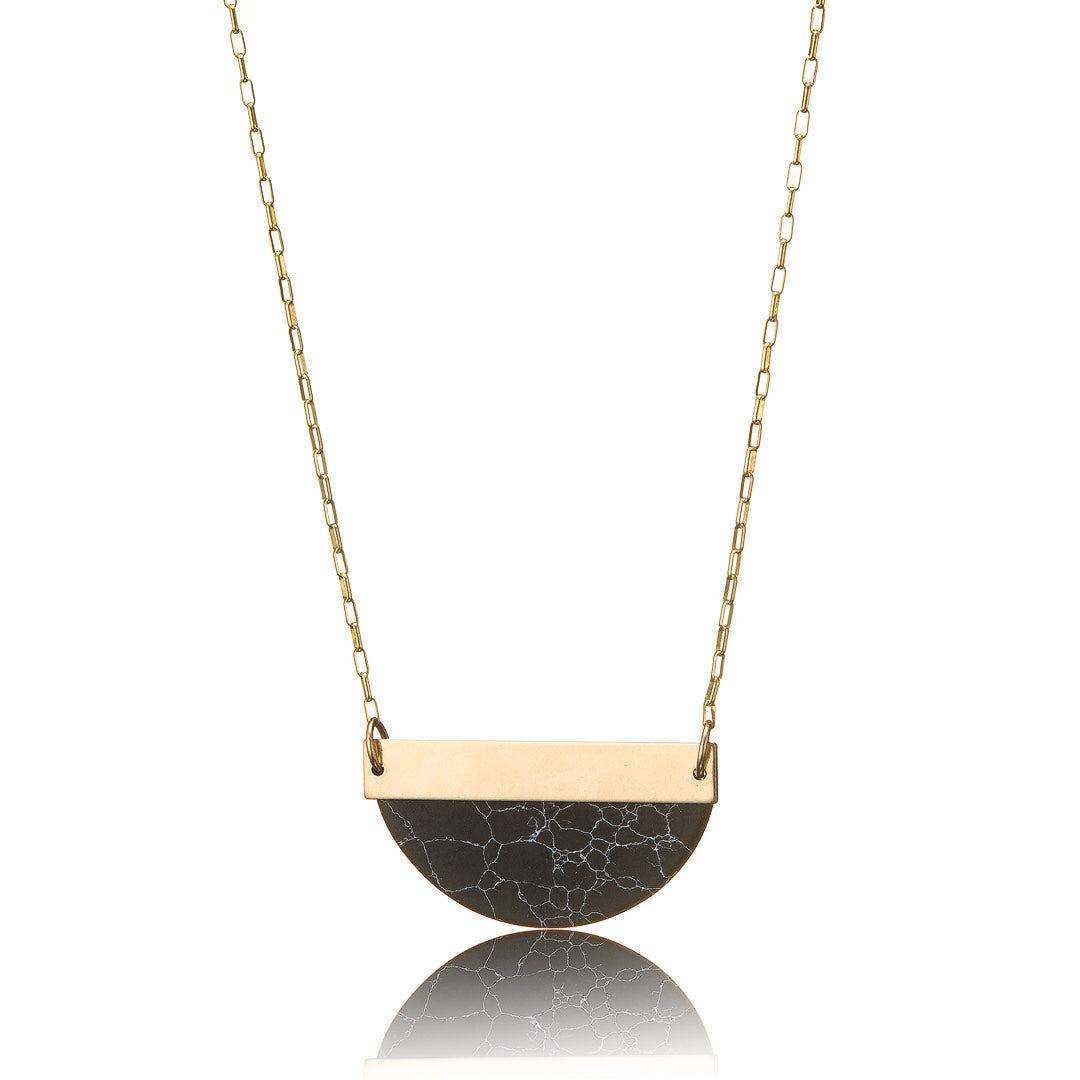 14kt GoldFill Marble Half Moon Pendant