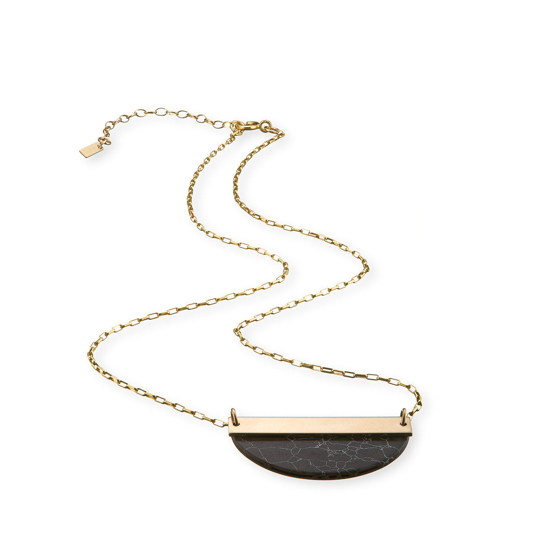 14kt GoldFill Marble Half Moon Pendant