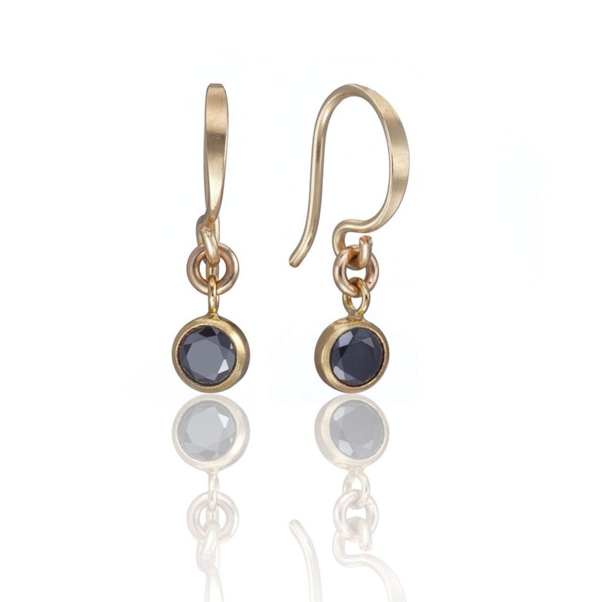 14kt GoldFill Tiny Black Hook Earrings