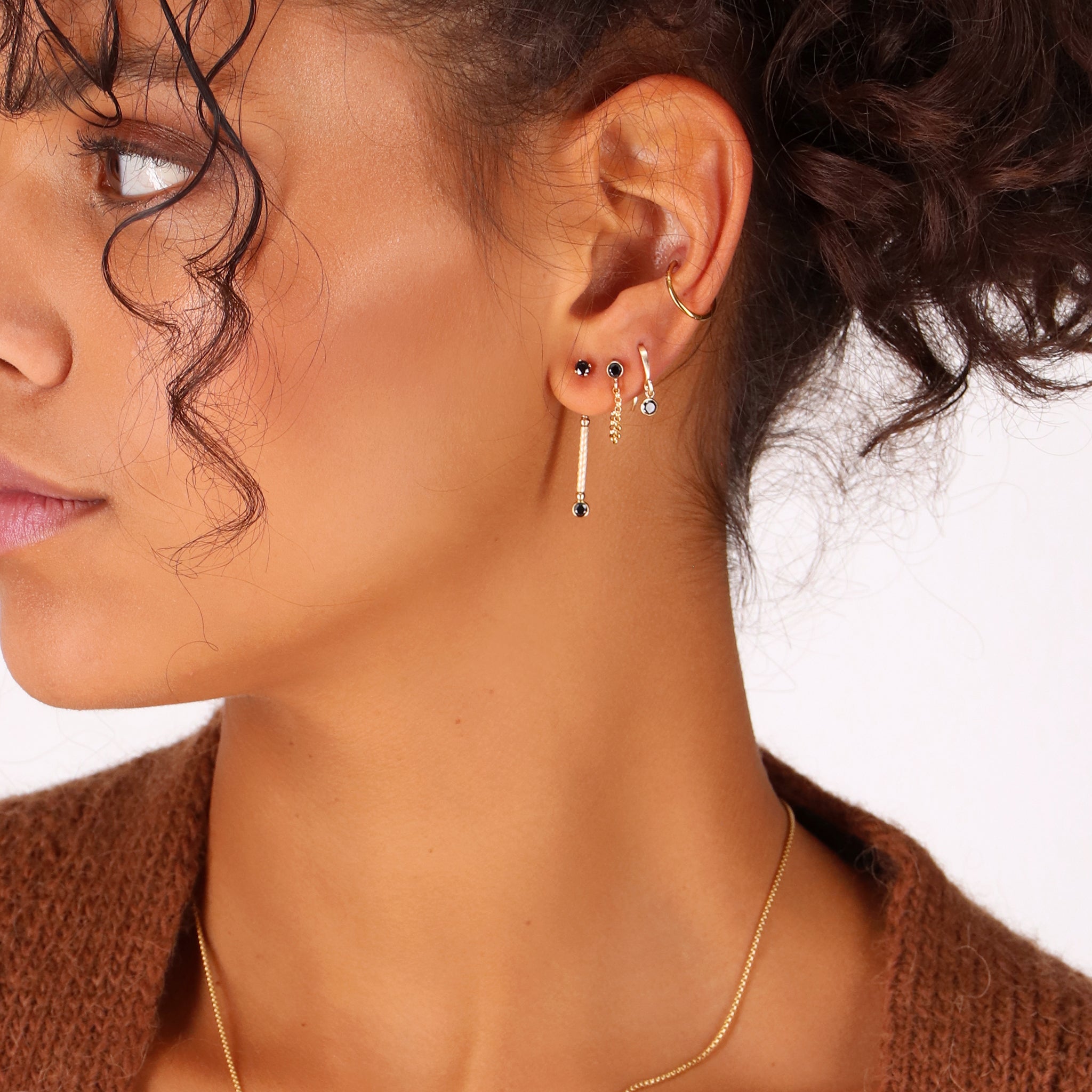 14kt GoldFill Tiny Black Hook Earrings